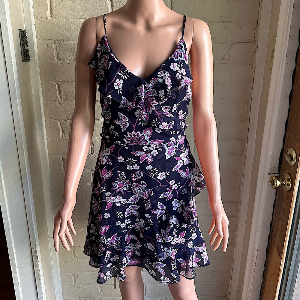 Miami size medium navy blue & purple pink floral beautiful layered summer
